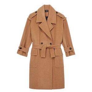 The Kooples Chill Out Oversized Wool Trench Coat Tan Carmel NWT Size 4 FR 36